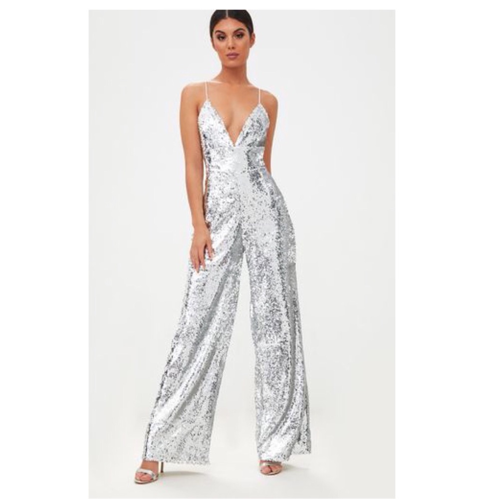 Silver sequin jumpsuit